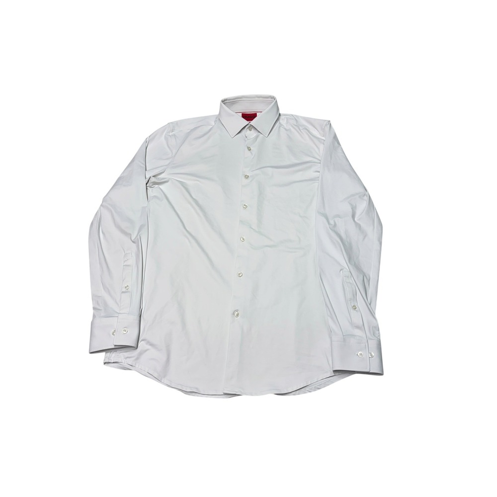 Hugo Performance Kenno Slim Fit White Stretch Dress Shirt 15.5 39 Mens